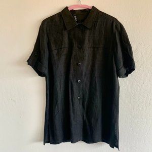 Montana Paris Black Safari Linen Button Down Shirt - size 42 (US 8-10)
